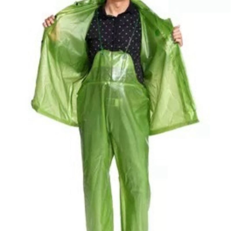 Cycling To Work - Wytrzymały, gumowany kombinezon przeciwdeszczowy z kapturem,